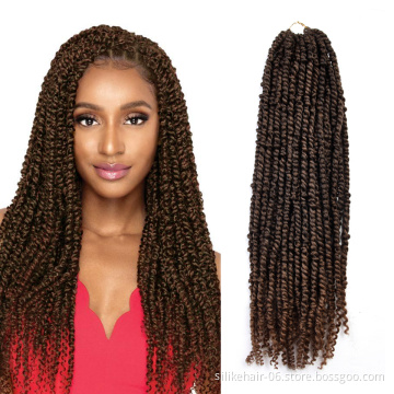 Long 24Inch Ombre Red Brown Women Pre-Twisted Spring Bomb Braids Bulk Passion Twist Crochet Braiding Synthetic Hair Extensions